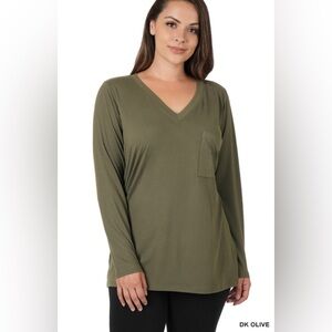 NWT ZENANA PLUS BRUSHED DTY MICROFIBER FRONT POCKET TOP